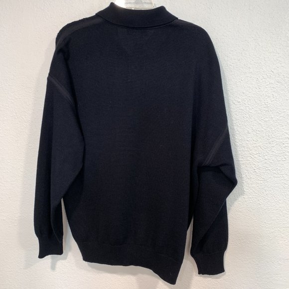 Vintage IL Granchio Black Pullover Polo Sweater Wool Blend Made in Italy Mens Lg - Picture 2 of 8